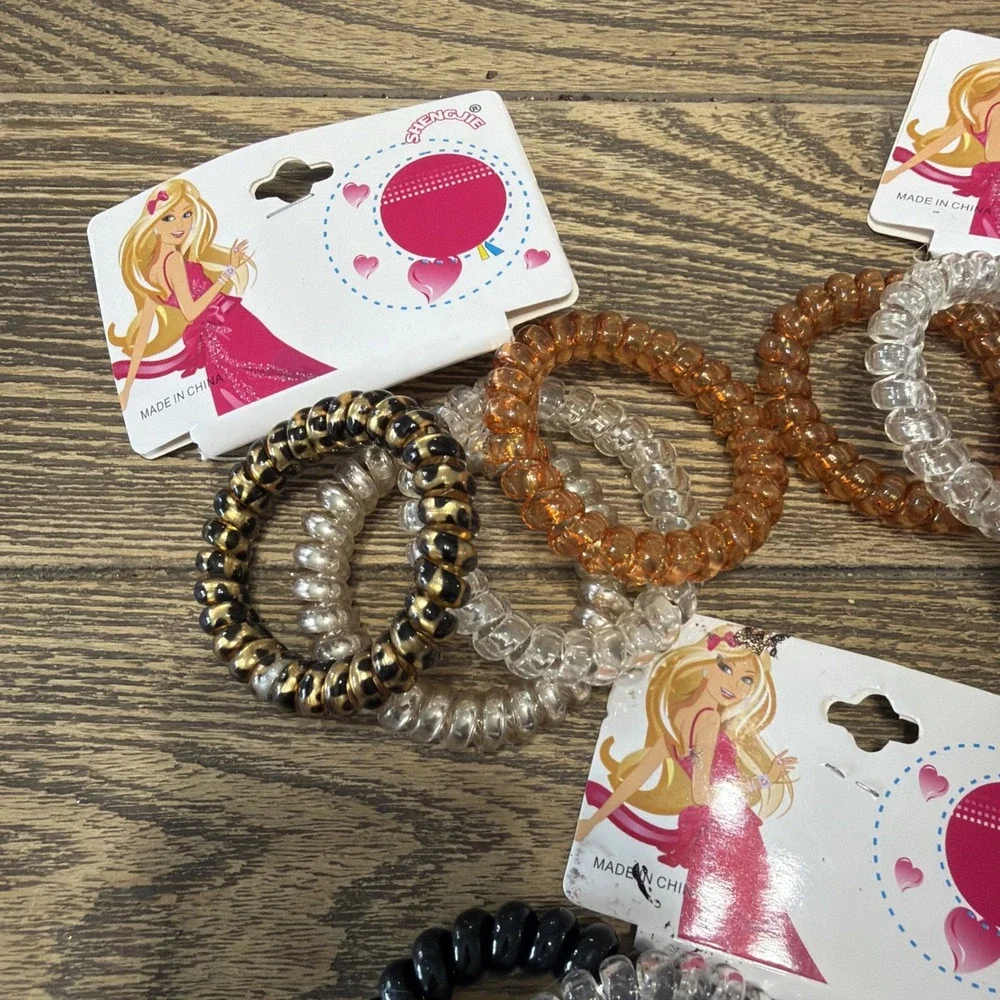 NEW LOT OF 3 DENTLESS JELLY BANDS COIL PONYTAILERS MULTI-COLOR 4CT EACH